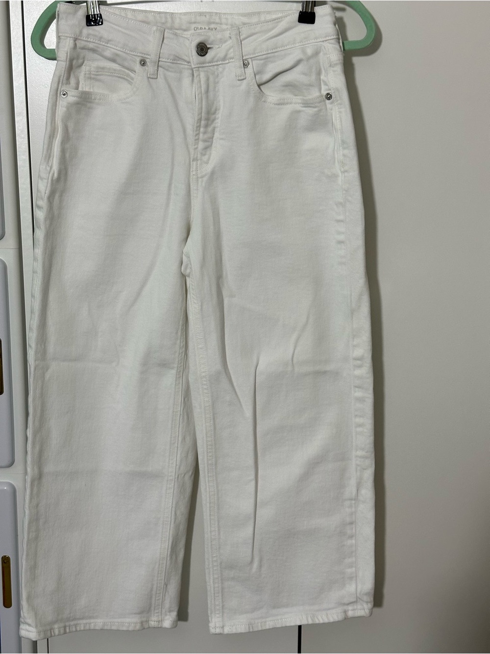 Old Navy White Cropped Wide-Leg Jeans
